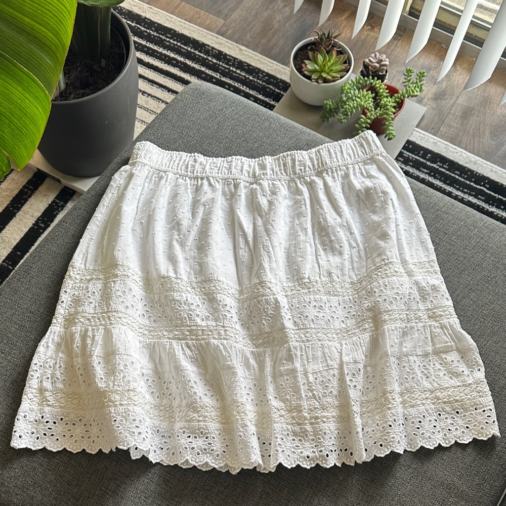 NWT LOFT White Eyelet A-Line Skirt